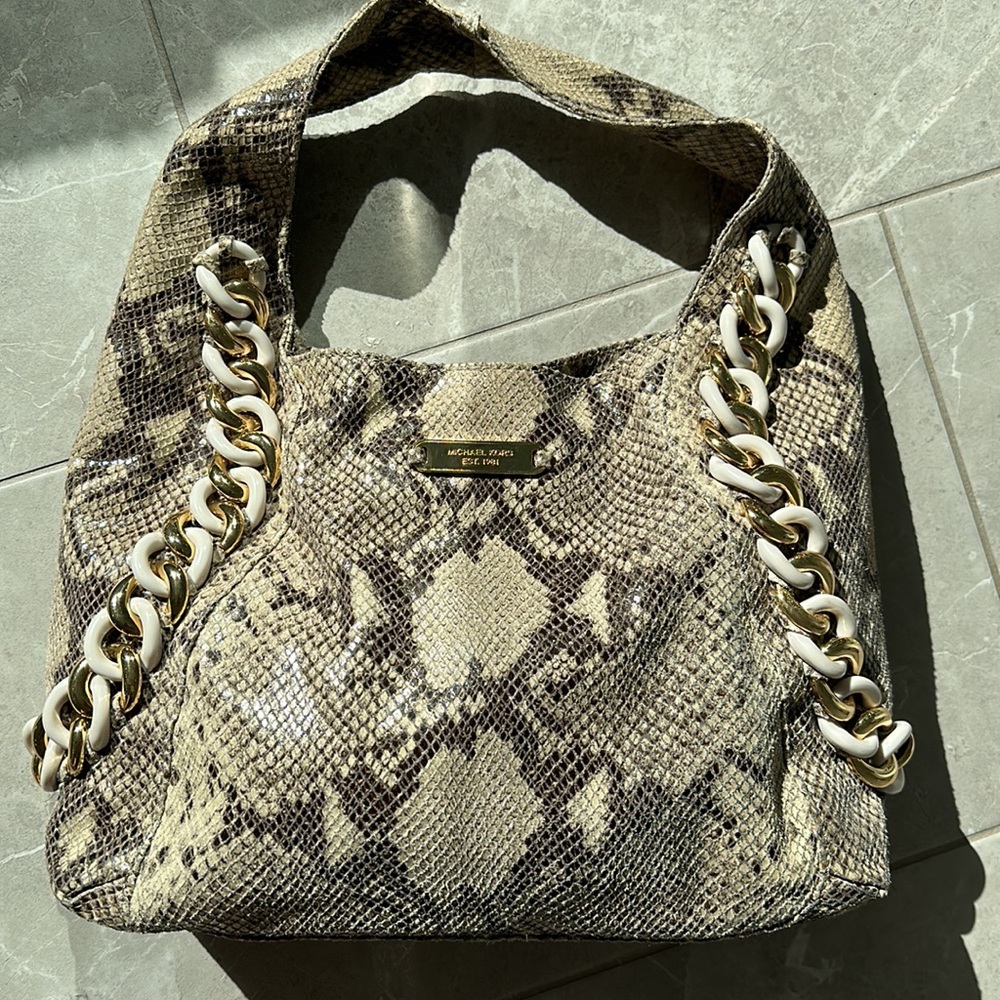 Michael Kors Python Embossed Chain Hobo - image 1